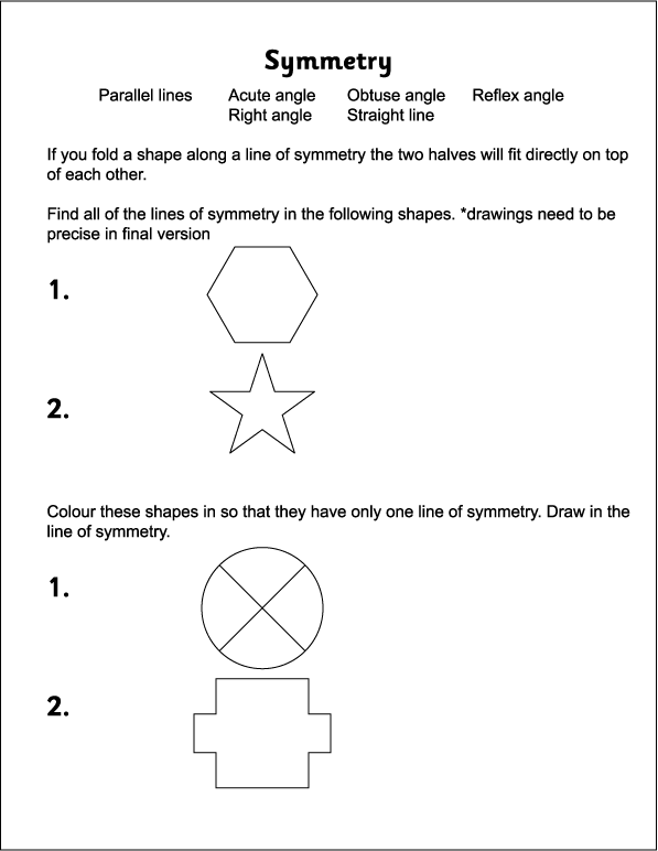 symmetry worksheets